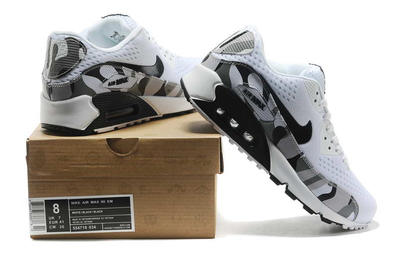 Air Max 90 Chaussures Hommes PRM EM Tissage camouflage Blanc Noir (1)